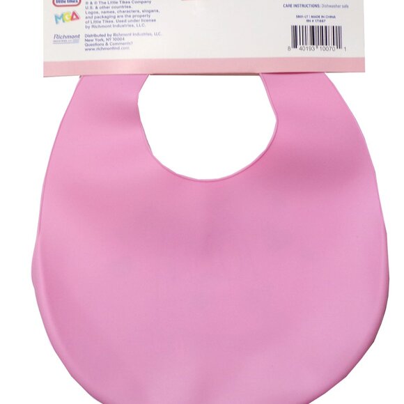 LITTLE TIKES Blue & Pink Silicone BABY BIB Deep Pocket & Adjust. Strap BPA+Phtha - Picture 2 of 5